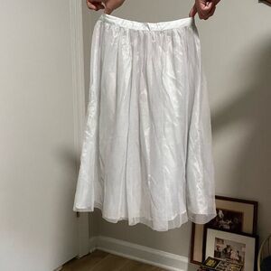 Zara White Midi A-Line Pleated Skirt